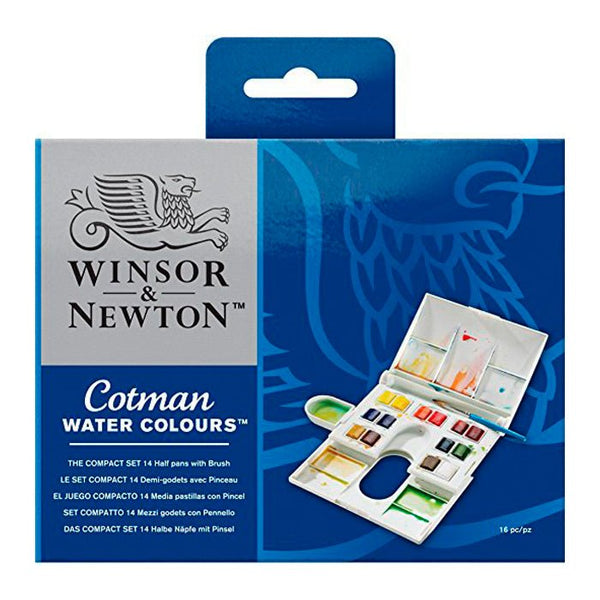 Acuarelas Cotman, Winsor & Newton - 16 medias pastillas y 3 tubos 8 ml -  Material de Arte en México