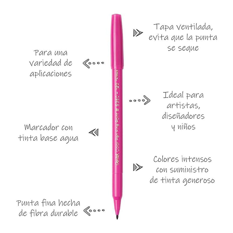 Marcadores Pentel Color Pen con 12